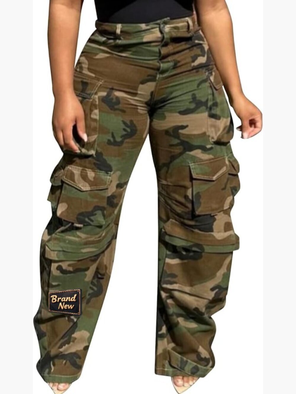 High Waisted Wide Leg Cargo Pants with Pockets Streetwear